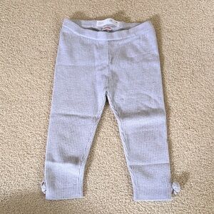 Zara Light Gray/lavender Ribbed Leggings with Bow Accent